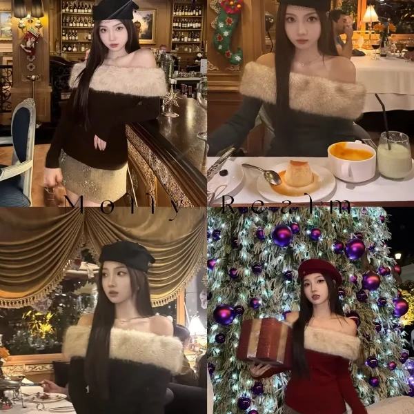 MOLLY 尹茉莉 "时间胶囊"可拆设计师秋冬款一字肩打底衫MK86093