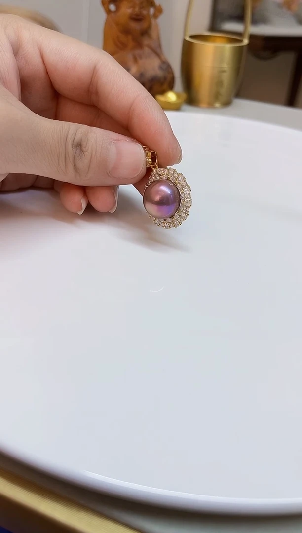 颈饰银S925镶嵌淡水珍珠13-14mm