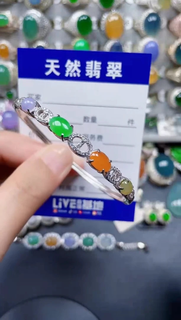 银S925镶嵌手镯翡翠179