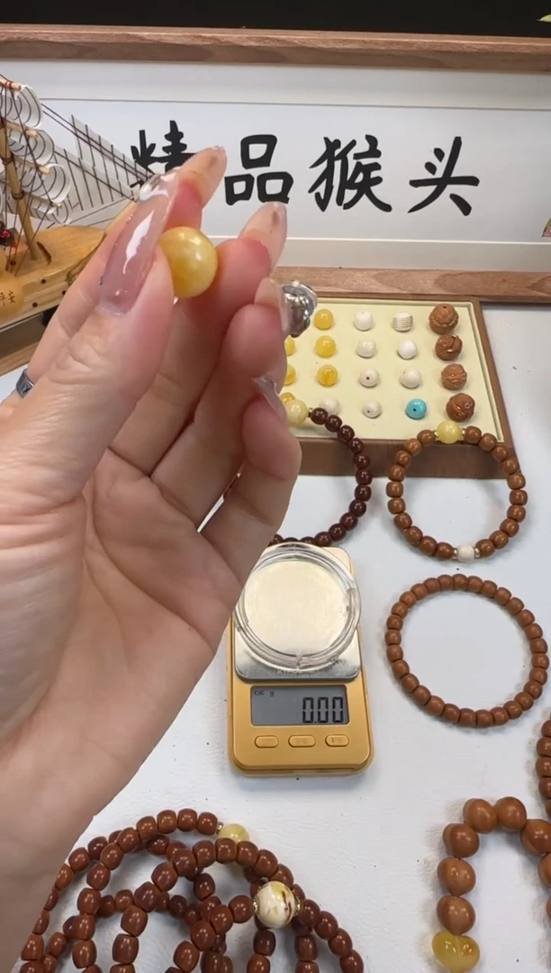 手串桃核斑***月配饰蜡