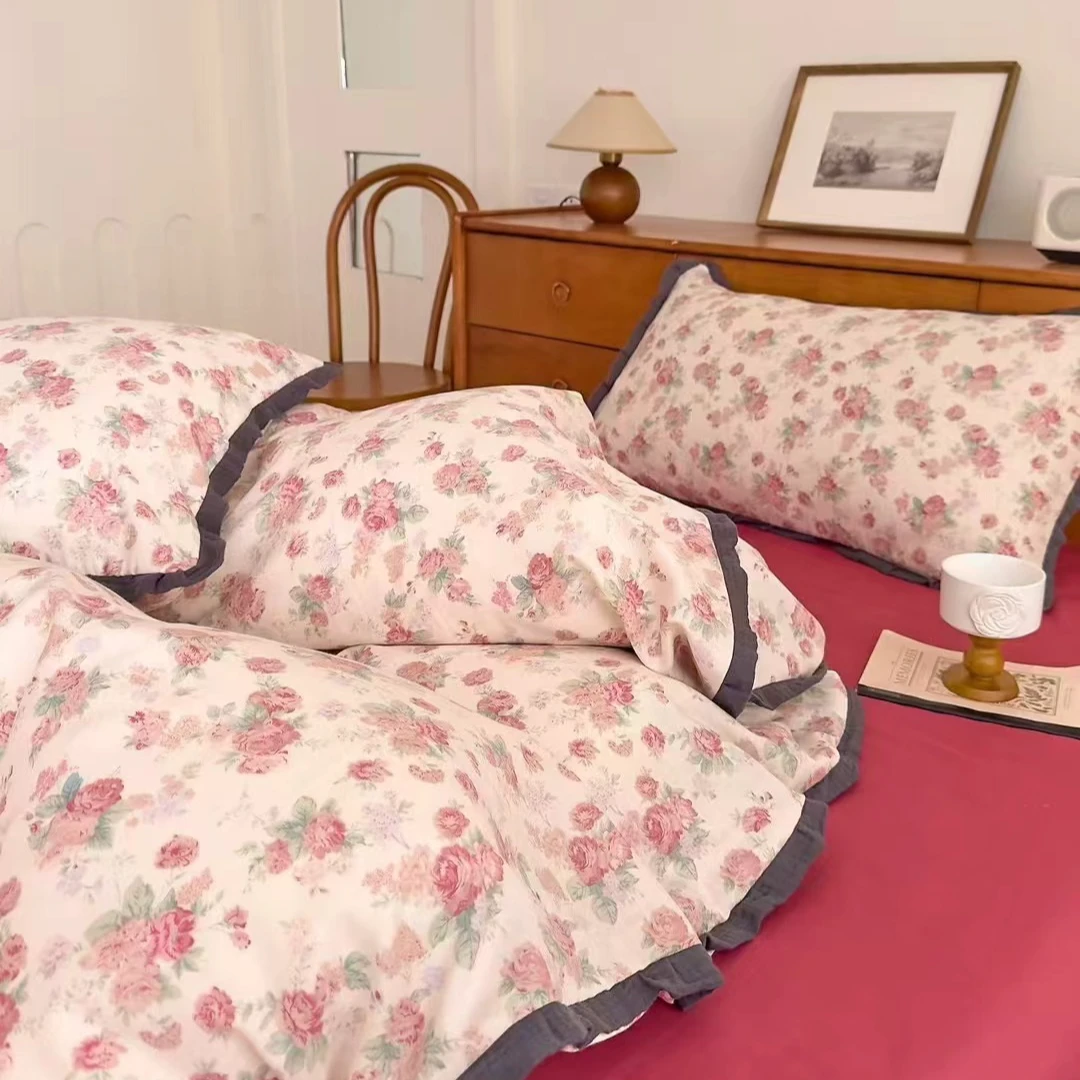 法式花边全棉100%双层纱套件纯棉双层纱三件四件套 母婴 柔软亲肤