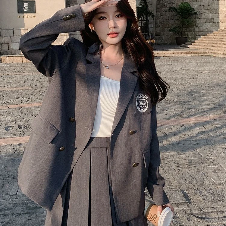 秋季女装学院风jk制服套装高级感韩剧女主穿搭小香风两件套装裙子