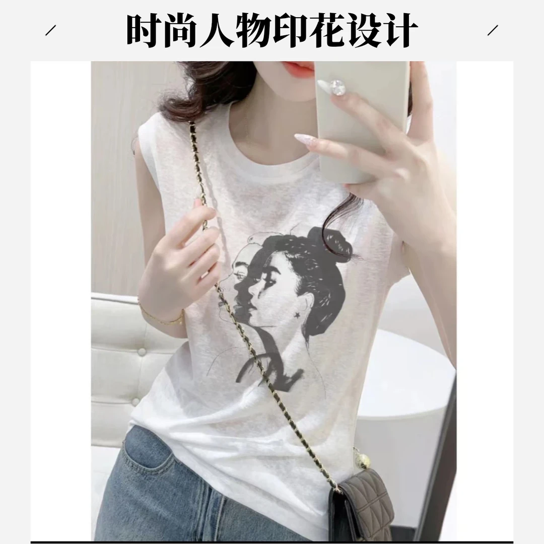 雪花棉2025夏季爆款印花背心女学生韩版宽松内搭打底上衣吊带T恤