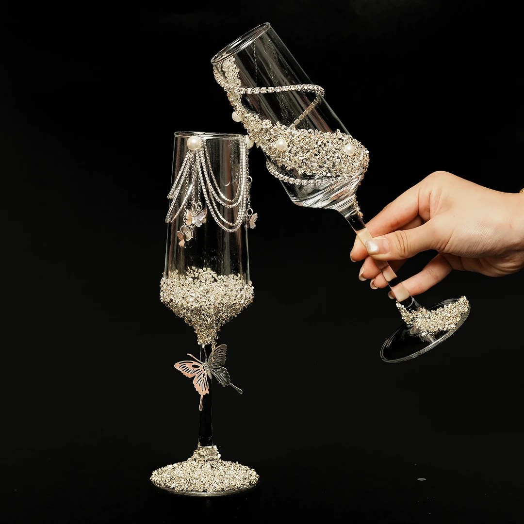 FAVMARTHA结婚敬酒杯新人高脚杯婚礼创意diy材料包手工自制实用送