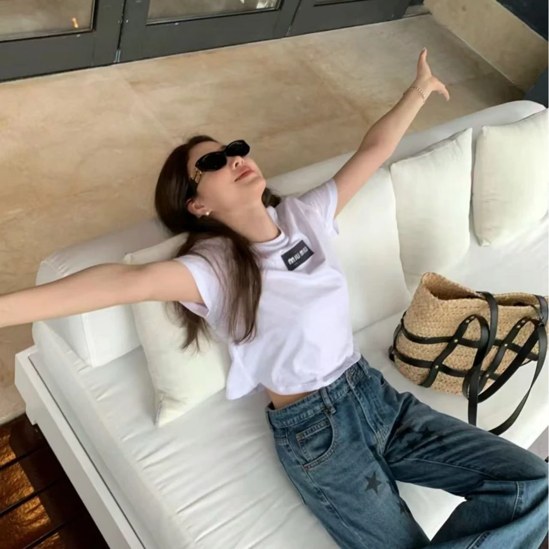 未使用 MIU MIU/缪缪 logo圆领短袖T恤