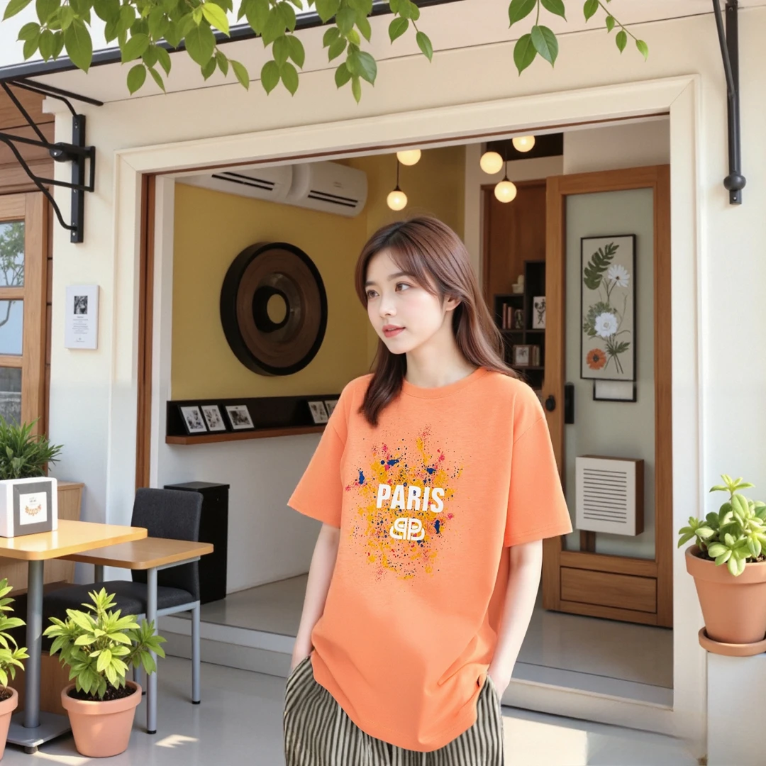 SHM【缤纷色彩】时尚休闲纯棉短袖宽松百搭T恤显瘦情侣时髦孕妇短袖