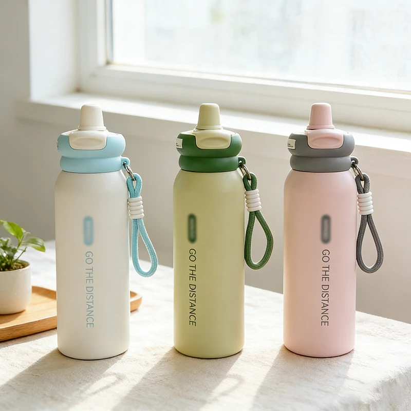 欧润保温杯双饮316不锈钢简约直身防摔保温杯670ML