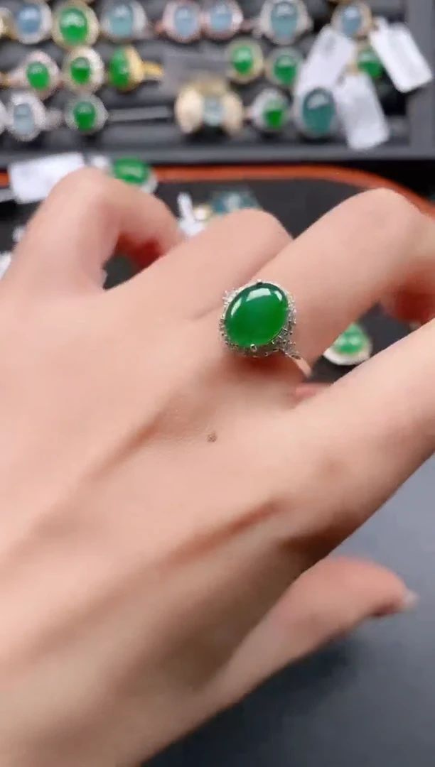 银S925镶嵌戒指翡翠11