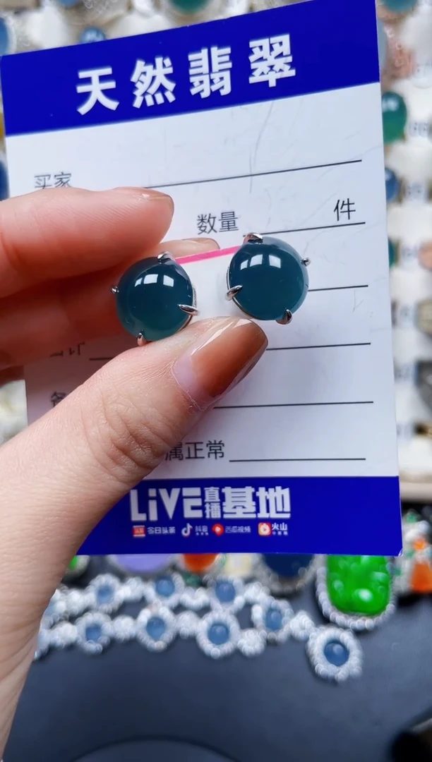 银S925镶嵌翡翠耳饰358
