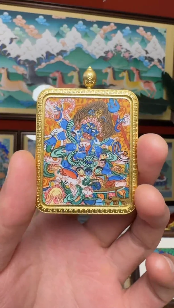 吊坠大黑天-热贡元旦唐卡画院 娜娜