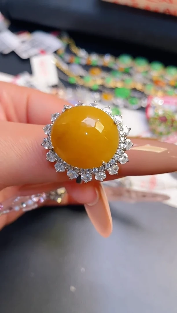 银S925镶嵌戒指翡翠天然