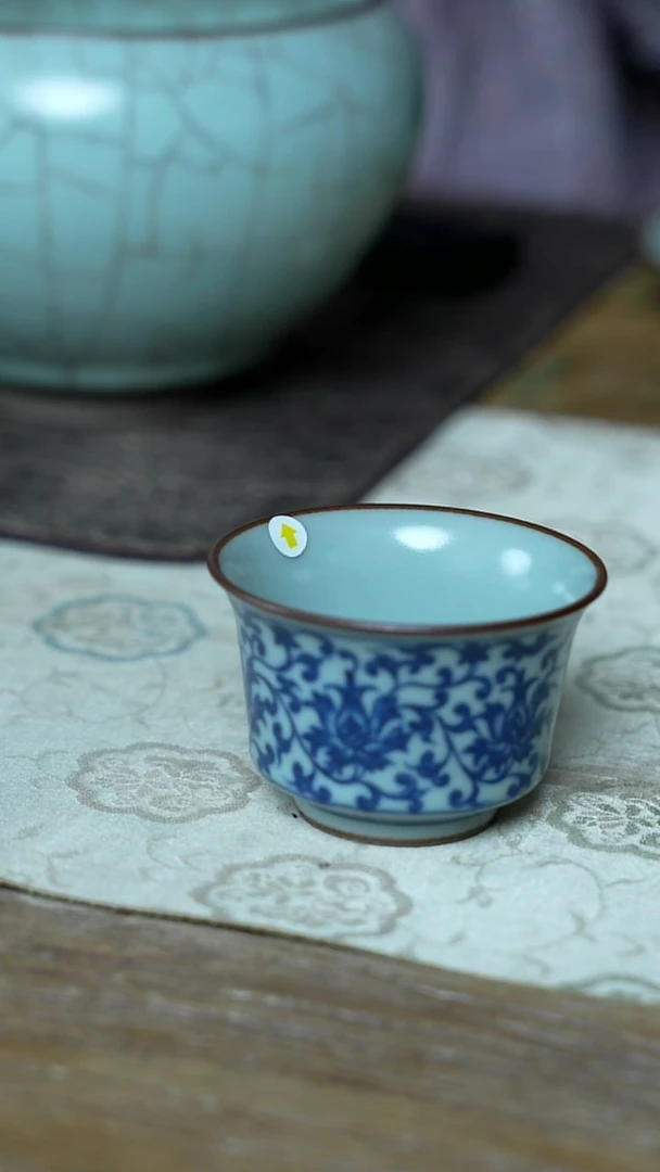 【闪购商品】/B54汝釉青花杯-微特