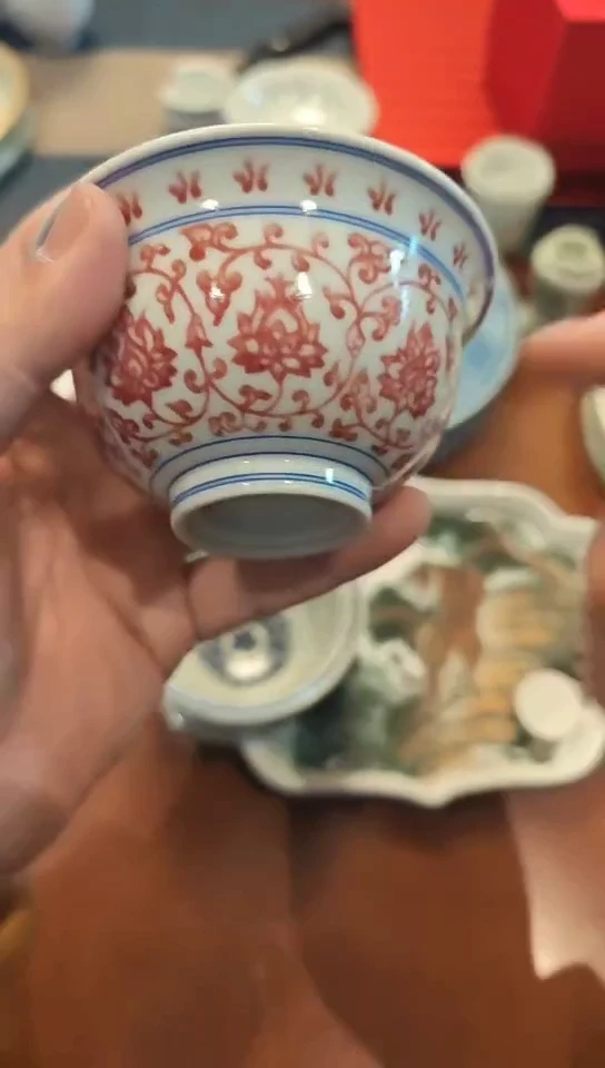 陶张*微瑕釉里红盖碗无包装不退1