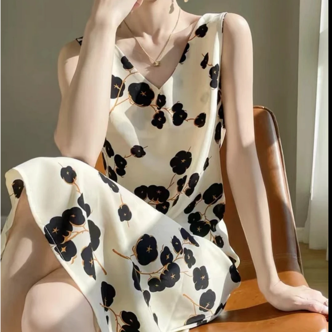 3D立体感夏季仙女碎花裙百搭时尚中长裙法式浪漫a字裙清新气质