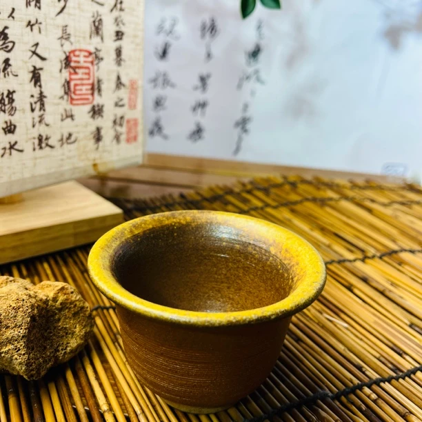 主人杯品茗杯无釉手拉胚茶杯复古功夫茶具单杯大号陶瓷火山泥柴烧