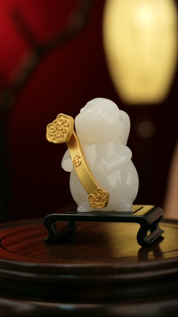 玉【前兔似锦】天然玉石手把件