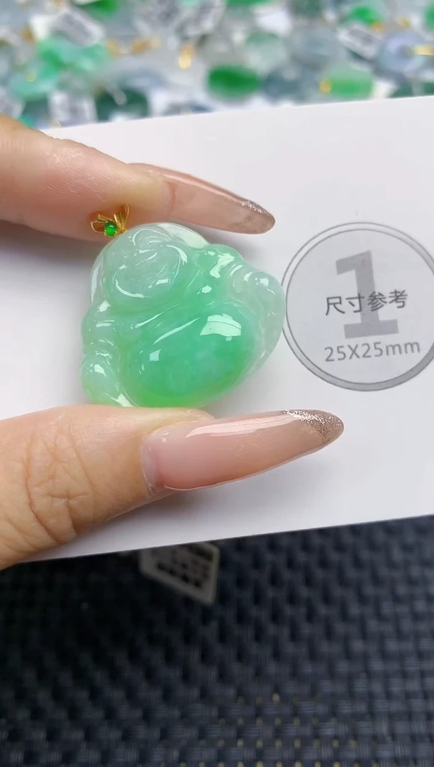 颈饰18K金镶嵌翡翠天然缅甸A货翡翠百元以上9元证书费自理