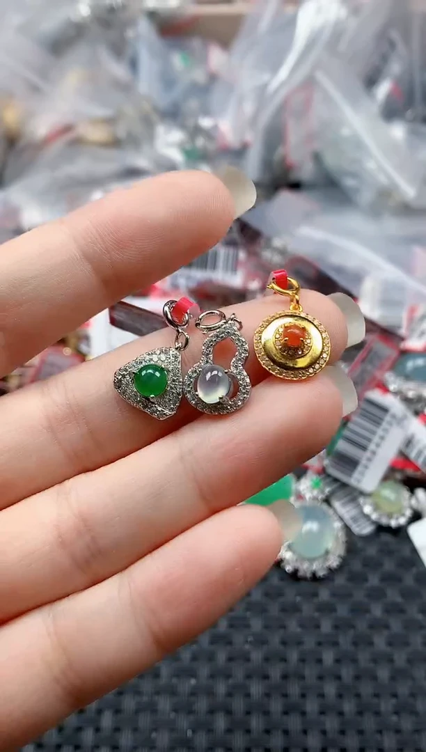 银S925镶嵌戒指翡翠天然A货缅甸翡翠