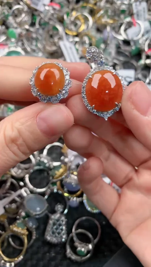 银S925镶嵌戒指翡翠12  5