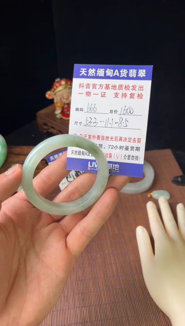 未镶嵌手镯翡翠圈口53.3编号666
