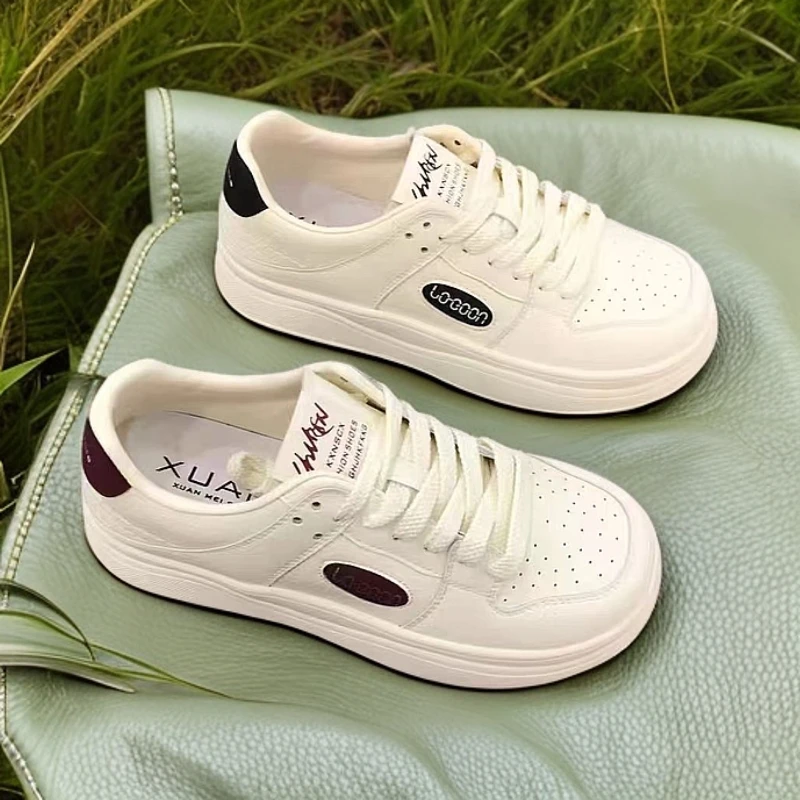 轩美诗2025春季新款厚底真皮舒软小白鞋80070女圆头厚底时尚百搭