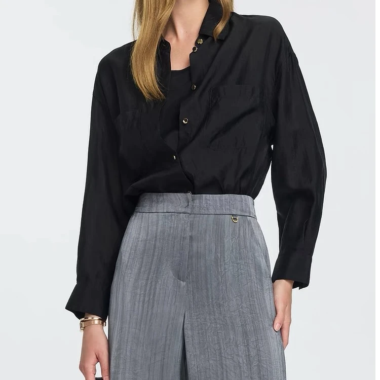 2025飞秒《云衫》春夏长袖百搭简约慵懒松弛两套叠穿时尚衬衫