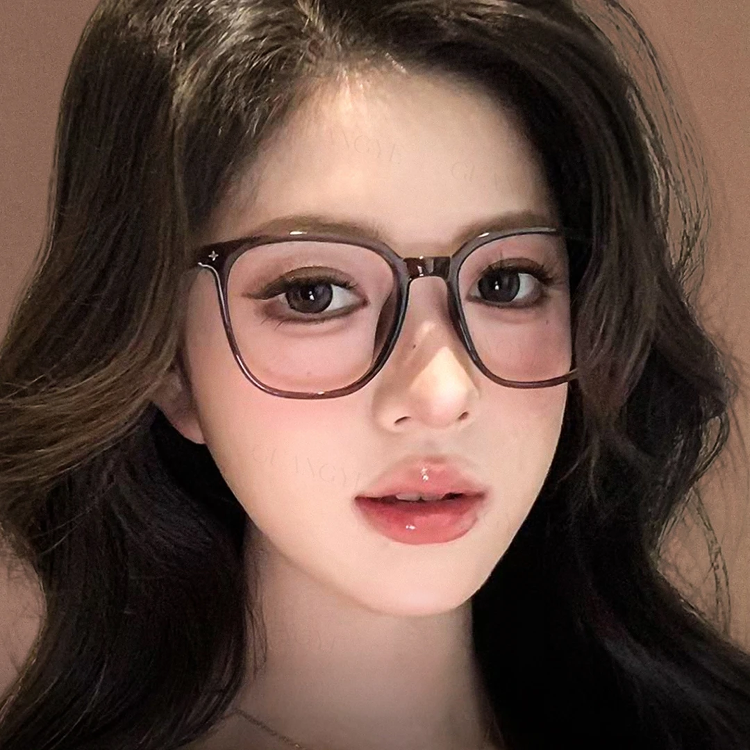 超轻茶色系氛围大框TR90眼镜女近视可配有度数方圆脸显瘦眼睛框架