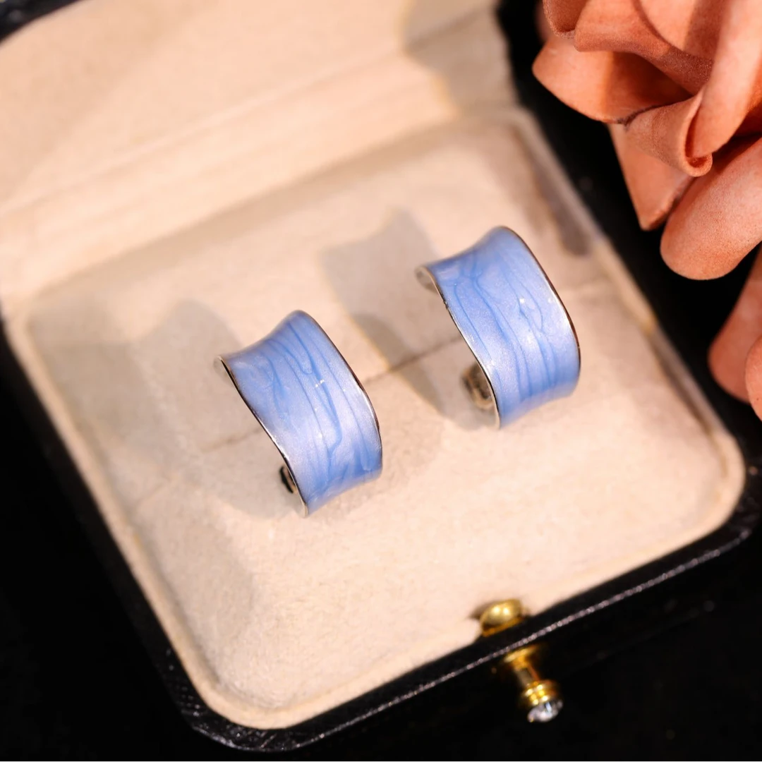 铜合金耳饰 【蓝带】轻奢气质百搭高级小众设计感耳饰RH1002