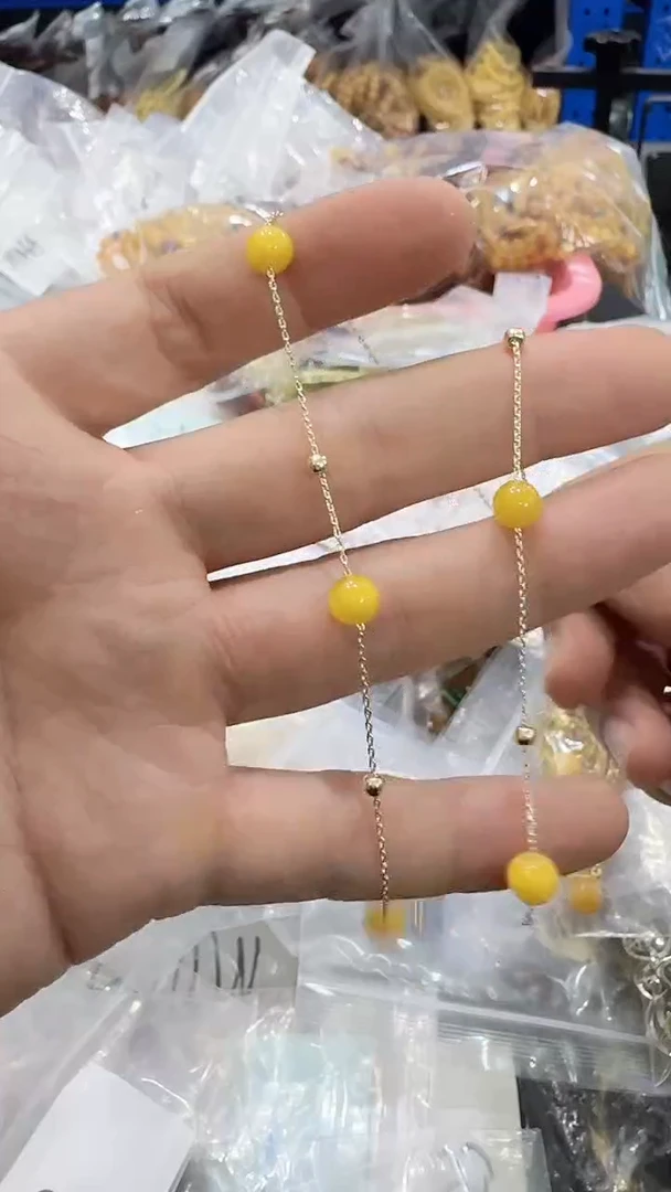 银S925镶嵌颈饰蜜蜡047满天星项链