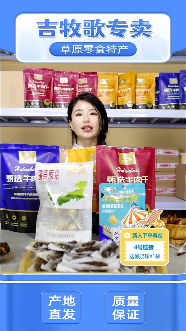 12个月中国大陆吉牧歌原味牛肉干250g净重x1袋