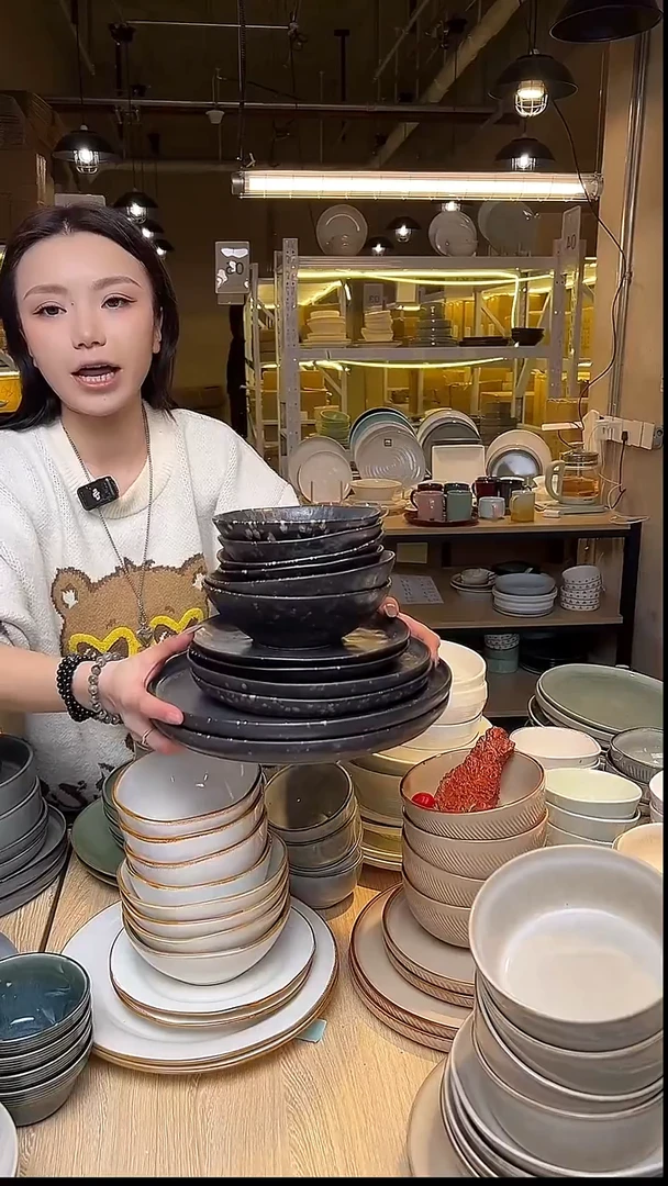 瓷53（十二件套）外贸尾货窑变釉下彩默外微瑕