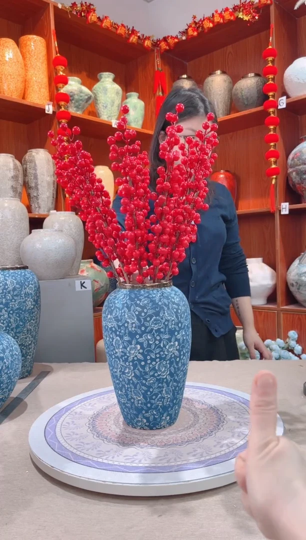 【闪购商品】瓶精品陶瓷花瓶 无花 芙蓉青花 中号