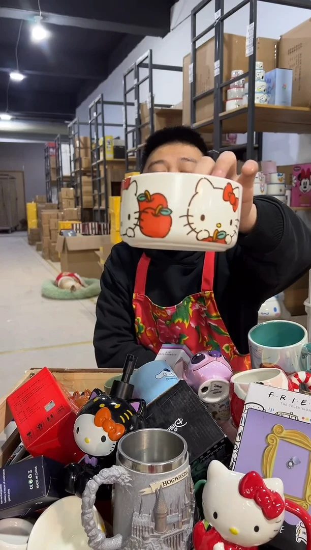 【闪购商品】杯陶瓷碗白色kt猫碗