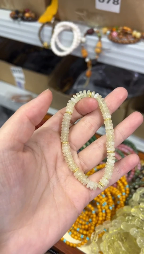 【闪购商品】水晶手链未镶嵌柠檬黄水晶蝶珠款手链[1573]