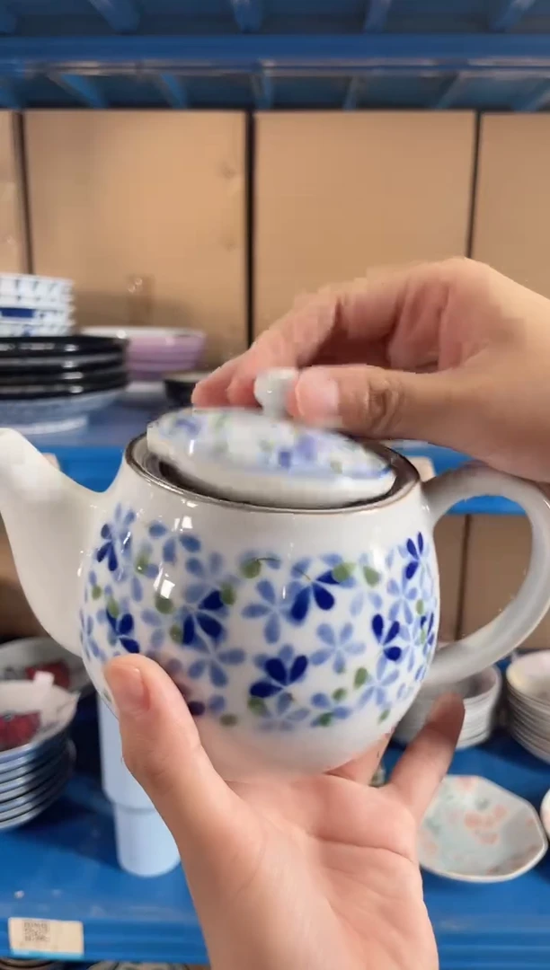 瓷片小蓝芽茶壶 微瑕