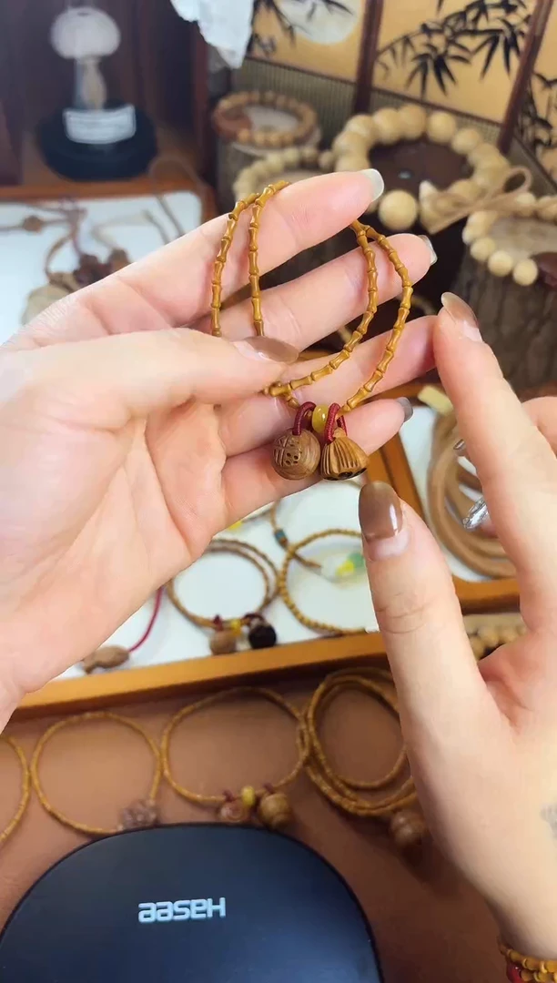 手串桃核双圈竹节福气莲莲