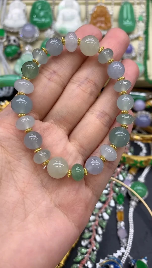 足金镶嵌手链翡翠342-中国好珍宝