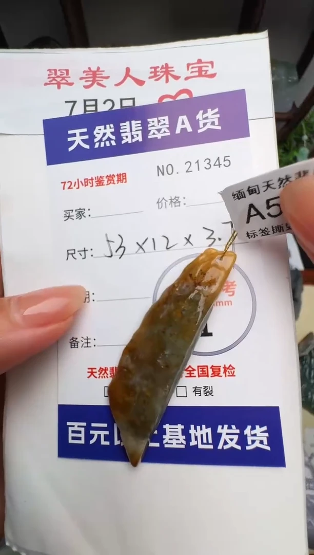 翡翠未镶嵌颈饰原石21345