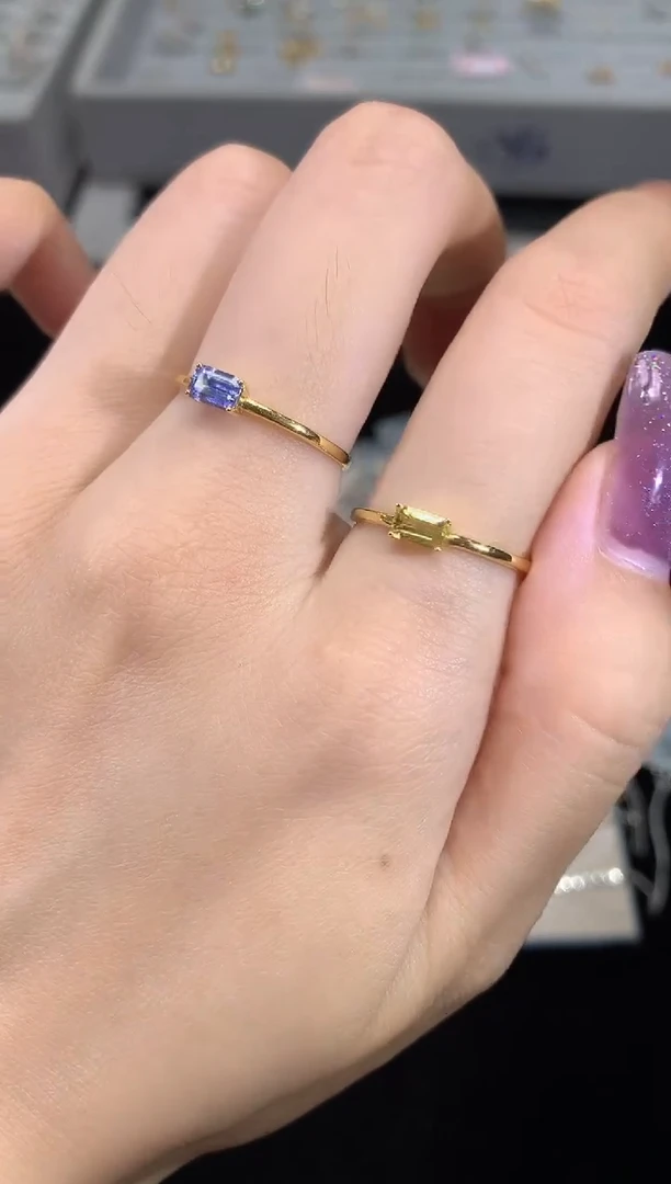 蓝宝石戒指18K金镶嵌蓝宝石戒指 多样性发一