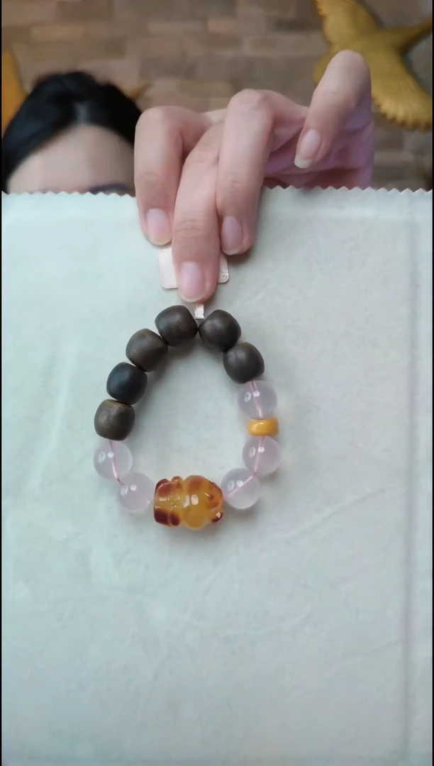 未镶嵌手链水晶粉晶蜜蜡小熊手串