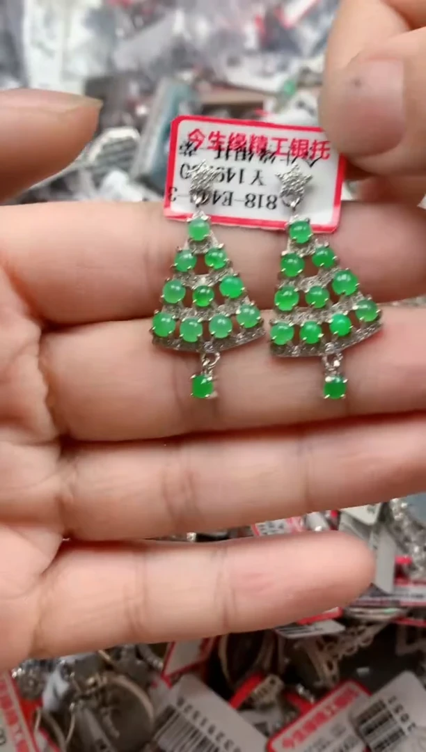银S925镶嵌戒指翡翠天然A货缅甸翡翠