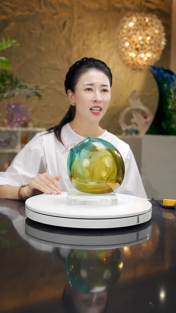 手工艺品琉璃福利琥珀蓝设计款花器大号