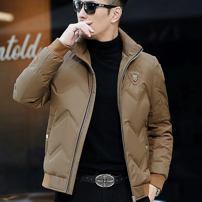 普卡夕赫冬季短款羽绒服男商务休闲立领加厚冬装品牌外套时尚