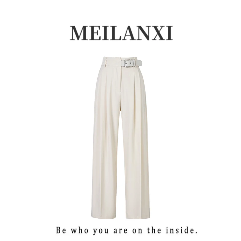 炸仓【MEILANXI】春秋百搭高腰直筒裤通勤休闲百搭设计师款女裤
