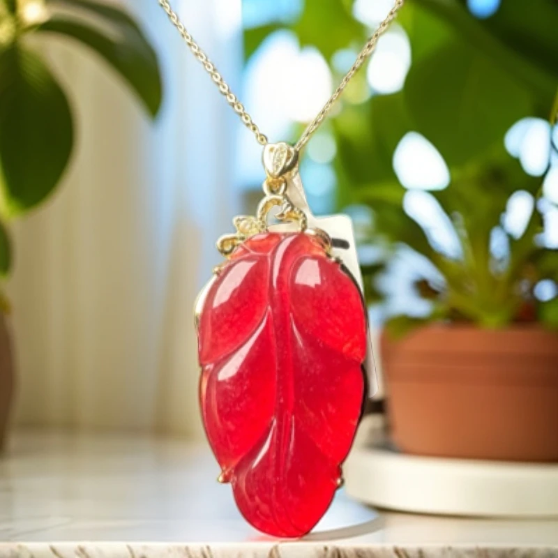 ｛高端甄选}L42红色叶子时尚吊坠