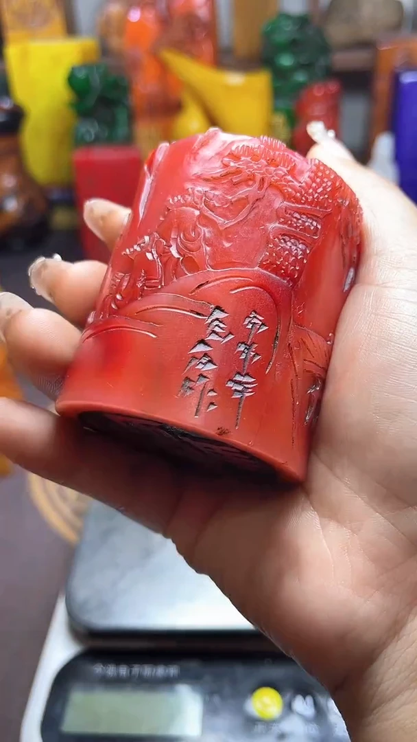 寿山石印石纯天然石料带底座