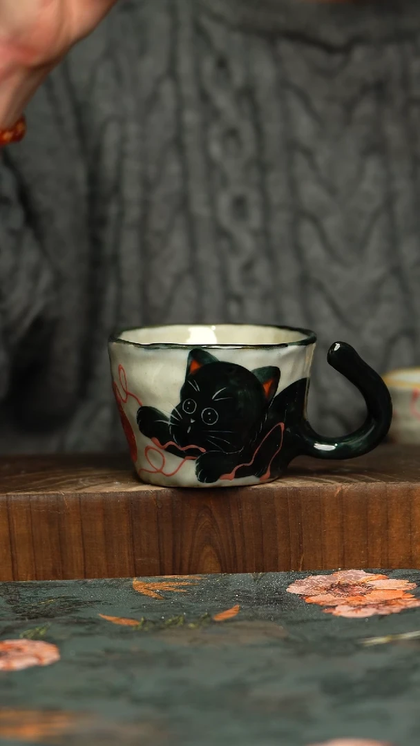 杯釉下彩手工手绘同款陶器