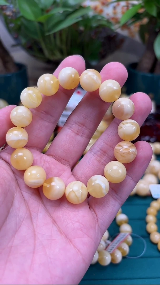 手链蜜蜡未镶嵌p103俄料浓蜡妖孽手串 18.29克 12+mm