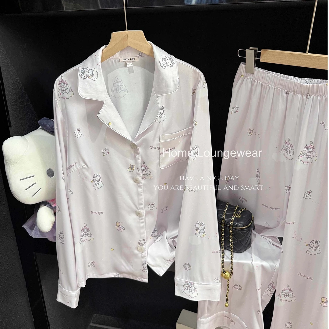 【仙子kitty】2025新款睡衣女春秋款长袖家居服套装可外穿高级感
