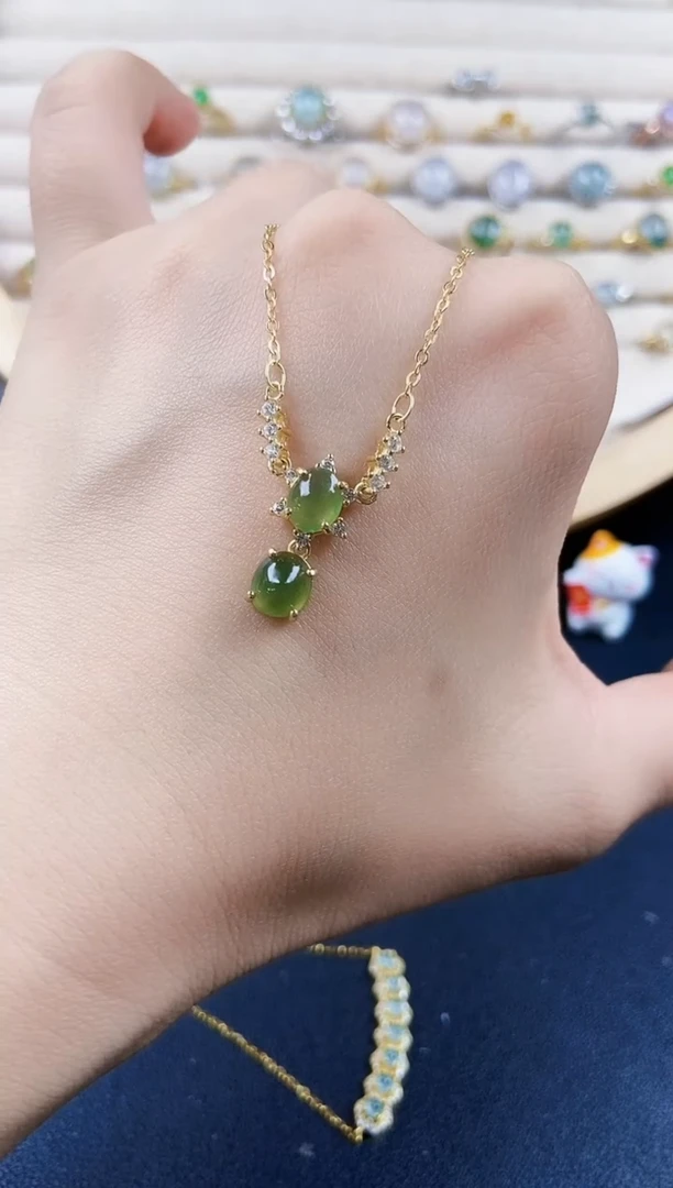 翡翠银S925镶嵌颈饰13498